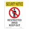 Signmission OSHA Security Sign, 14" Height, Restricted Area Keep Out With Symbol, Portrait OS-SN-D-1014-V-11747 - alternate 1